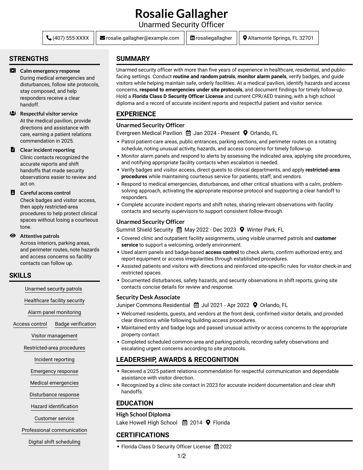 Resume example — page 1