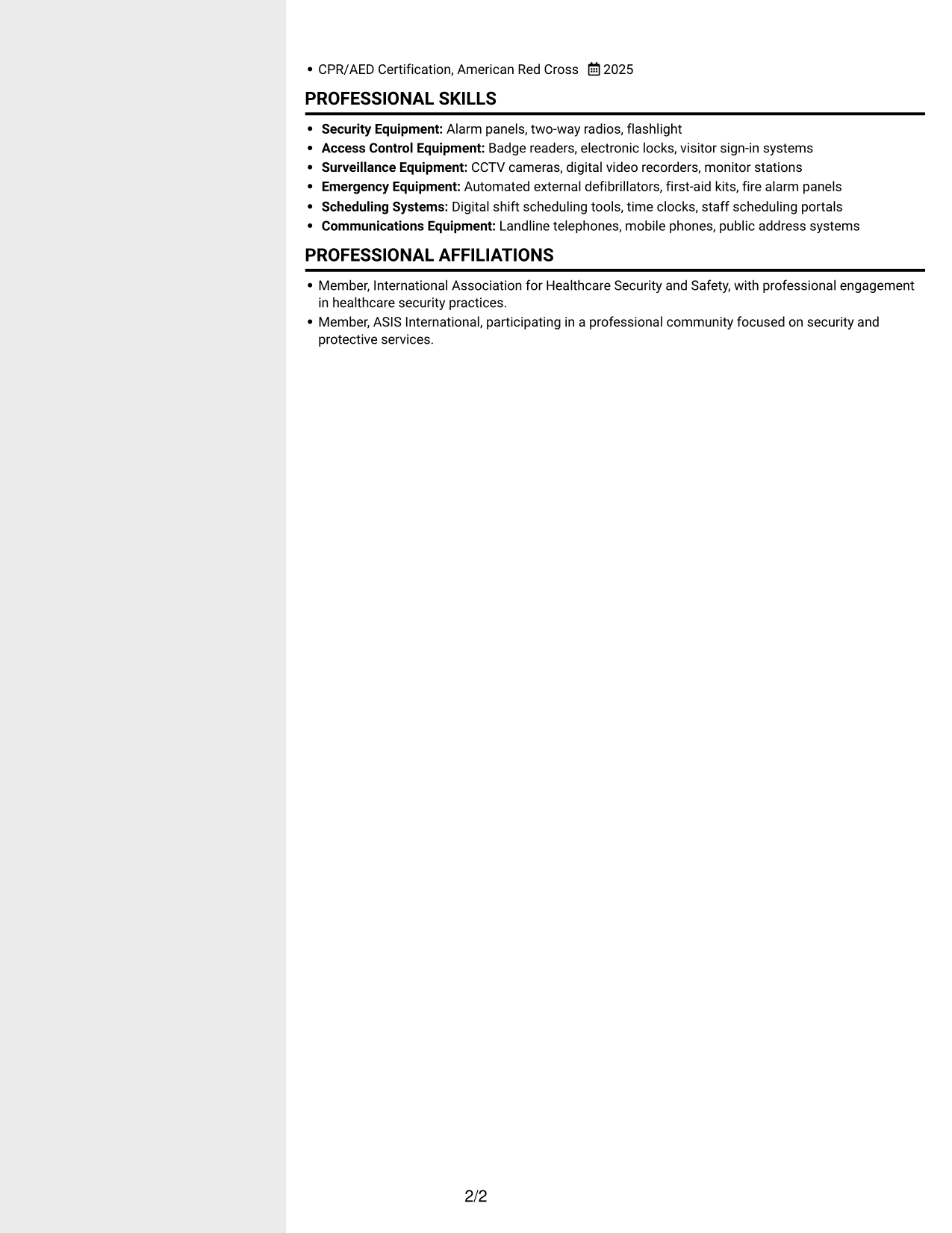 Resume example — page 2