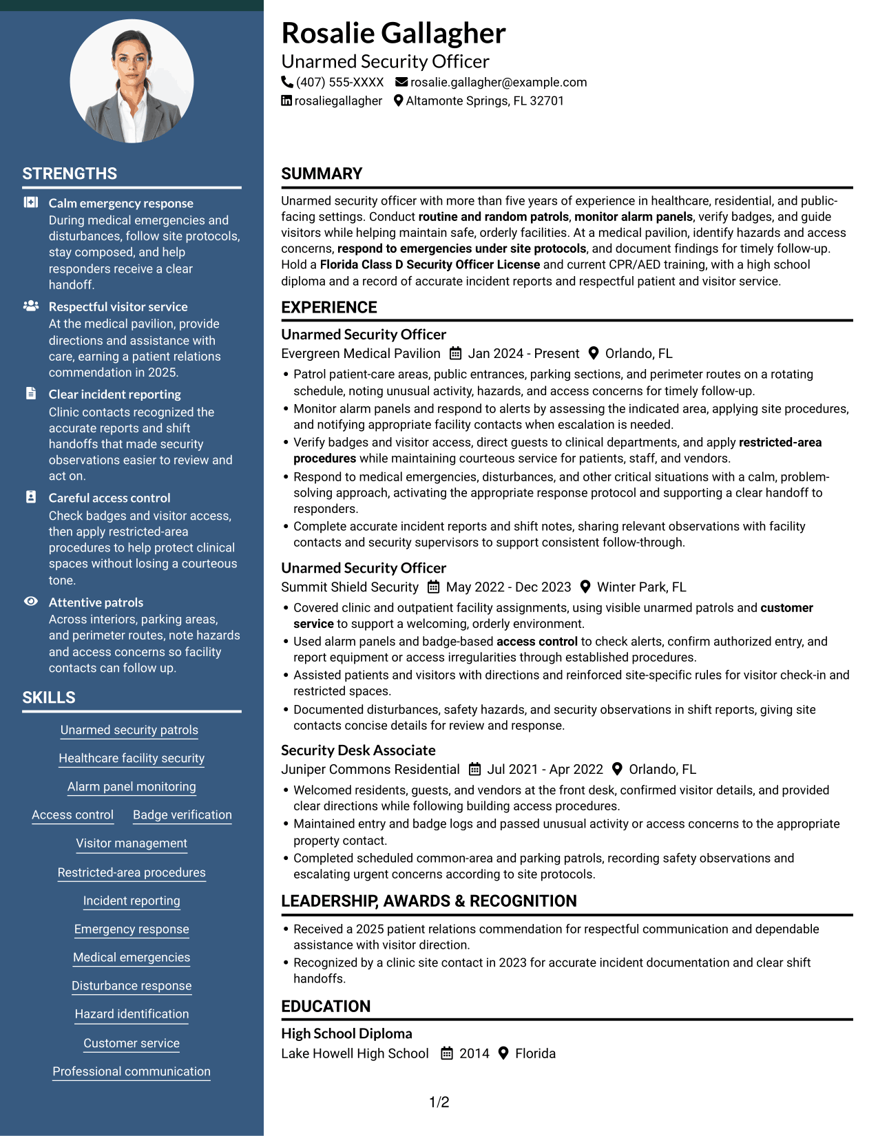Resume example — page 1