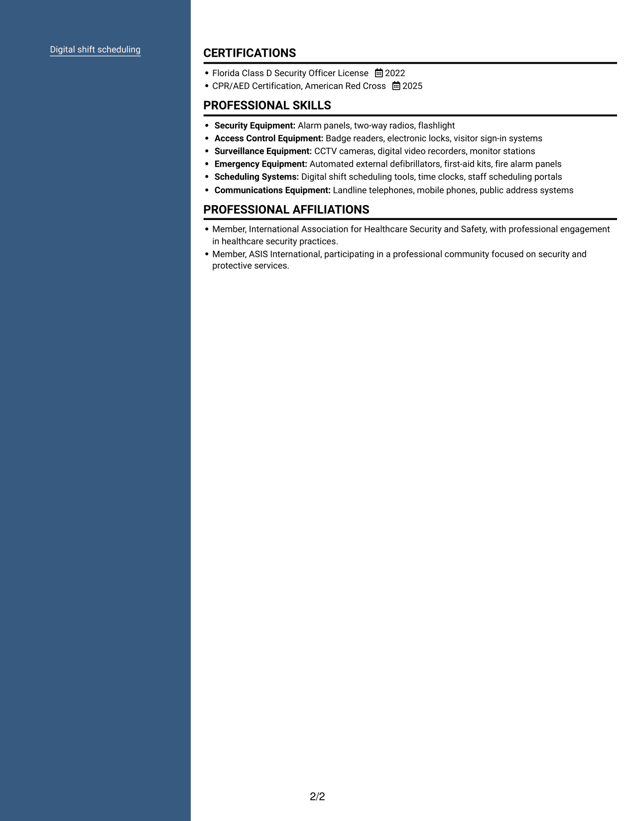 Resume example — page 2