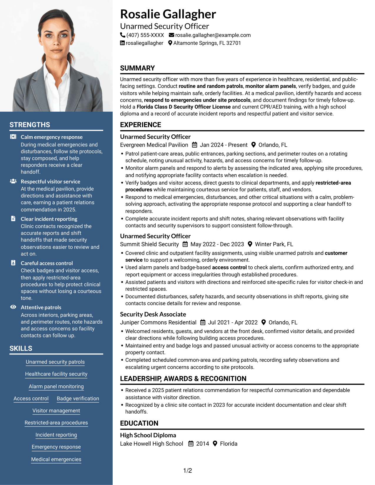 Resume example — page 1