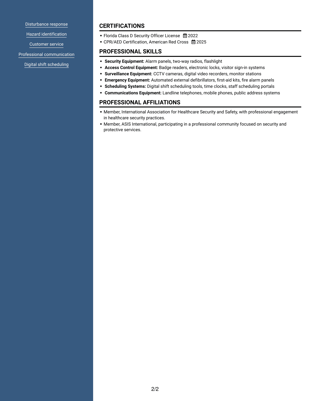 Resume example — page 2