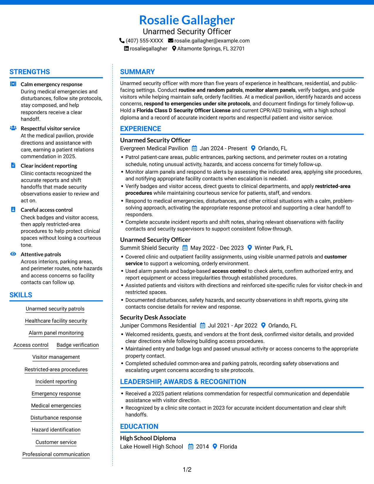 Resume example — page 1