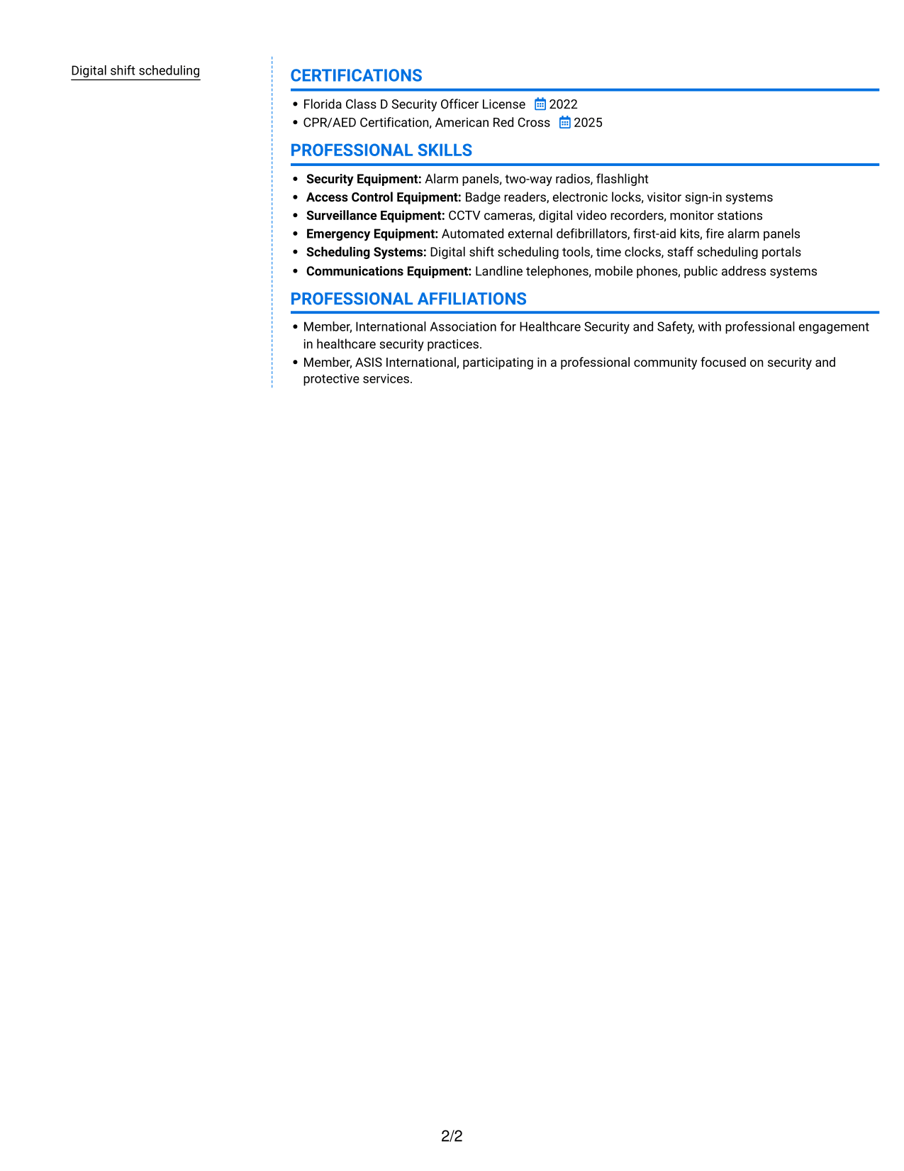 Resume example — page 2