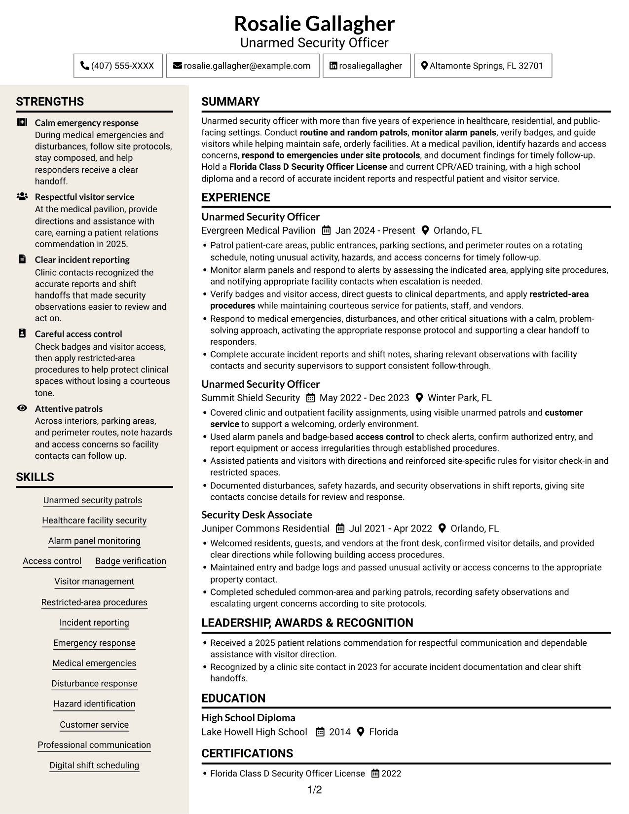 Resume example — page 1