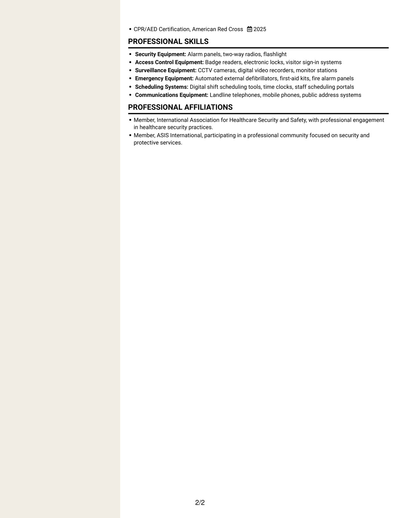 Resume example — page 2