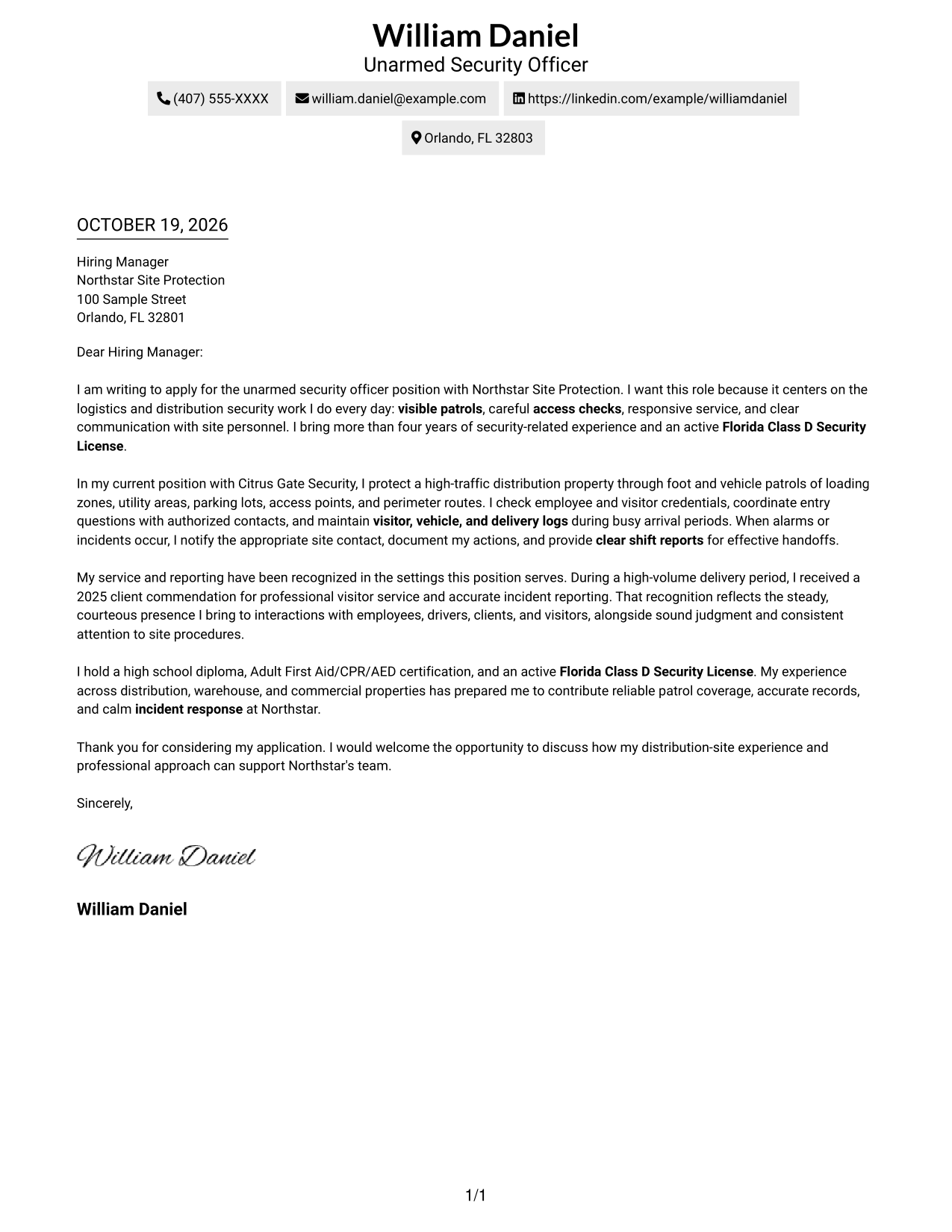 Cover letter example — page 1