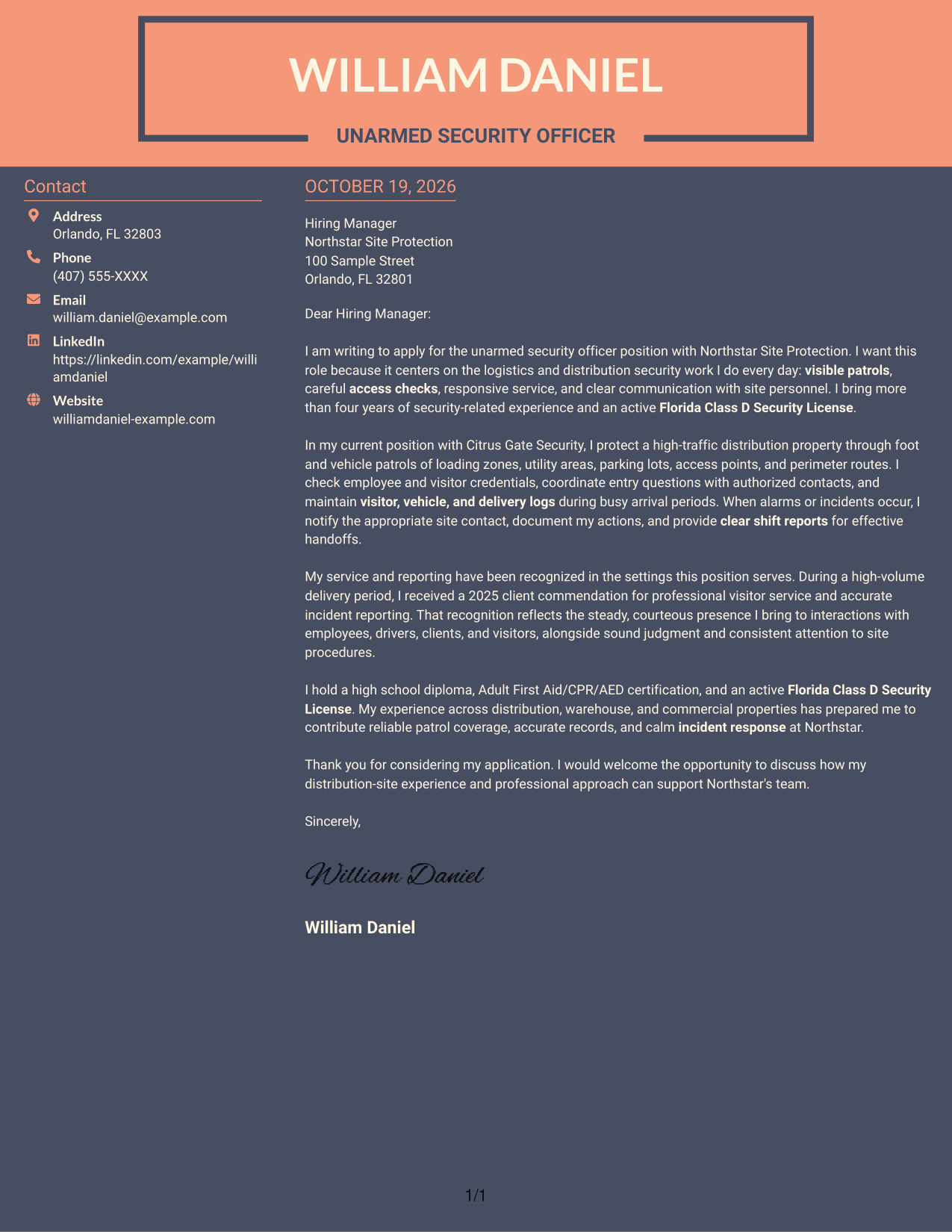 Cover letter example — page 1