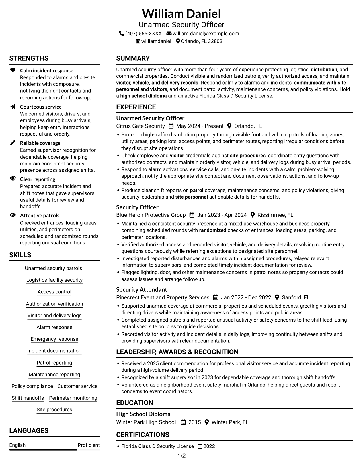 Resume example — page 1