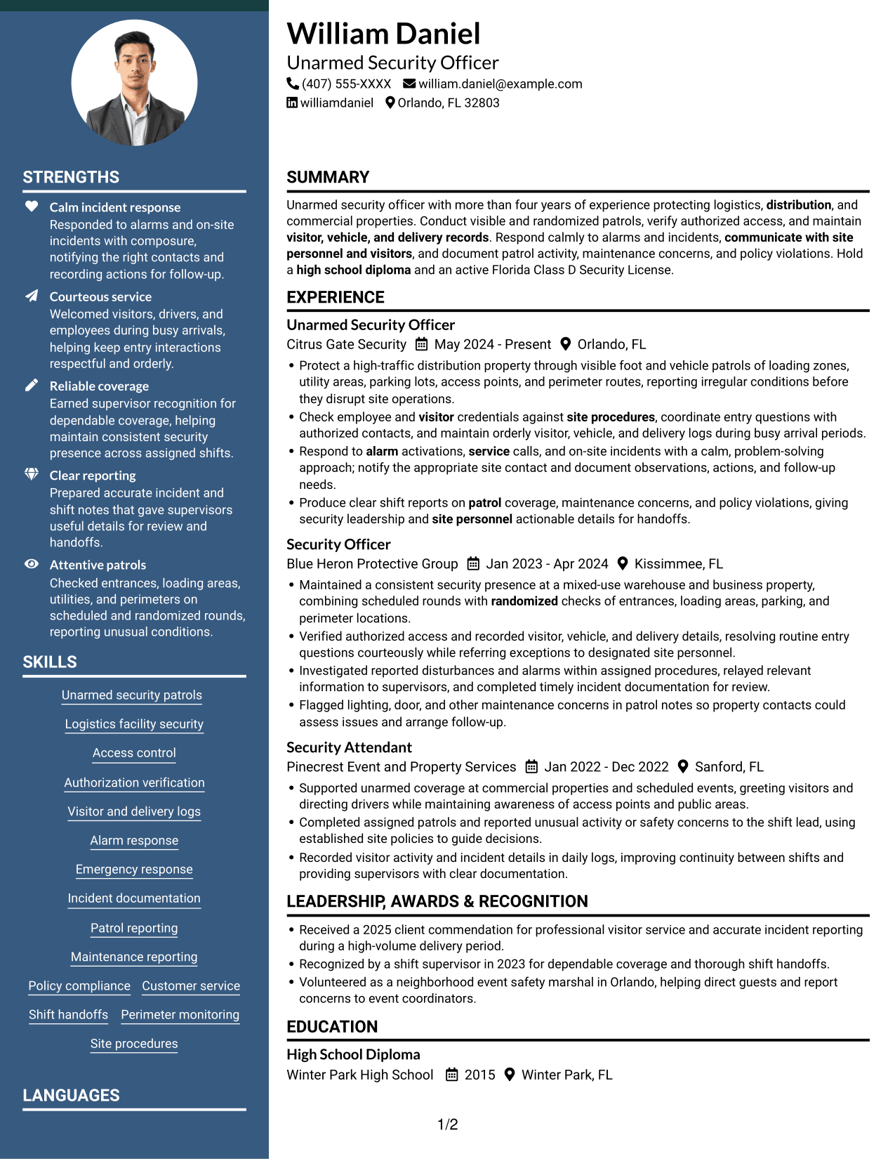 Resume example — page 1