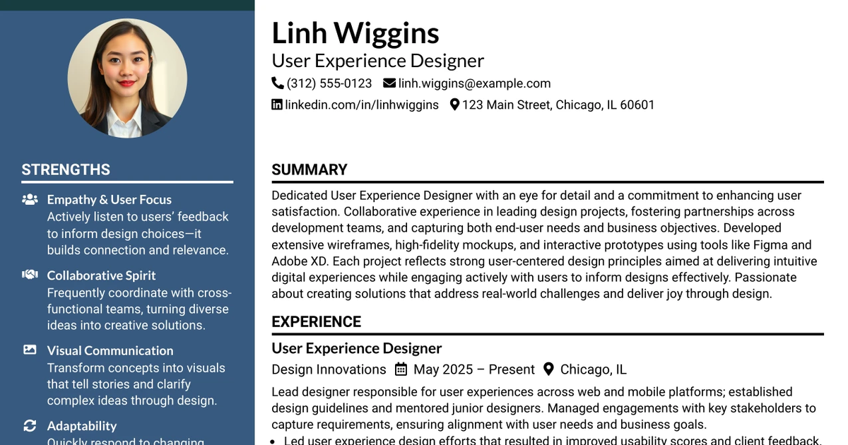 33 User Experience Designer Resume Templates with Example 2026 (ATS-Optimized)