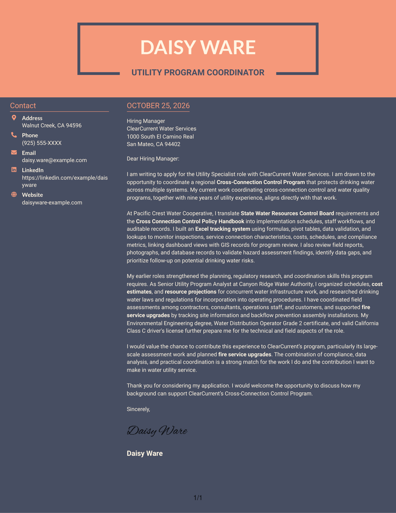 Cover letter example — page 1