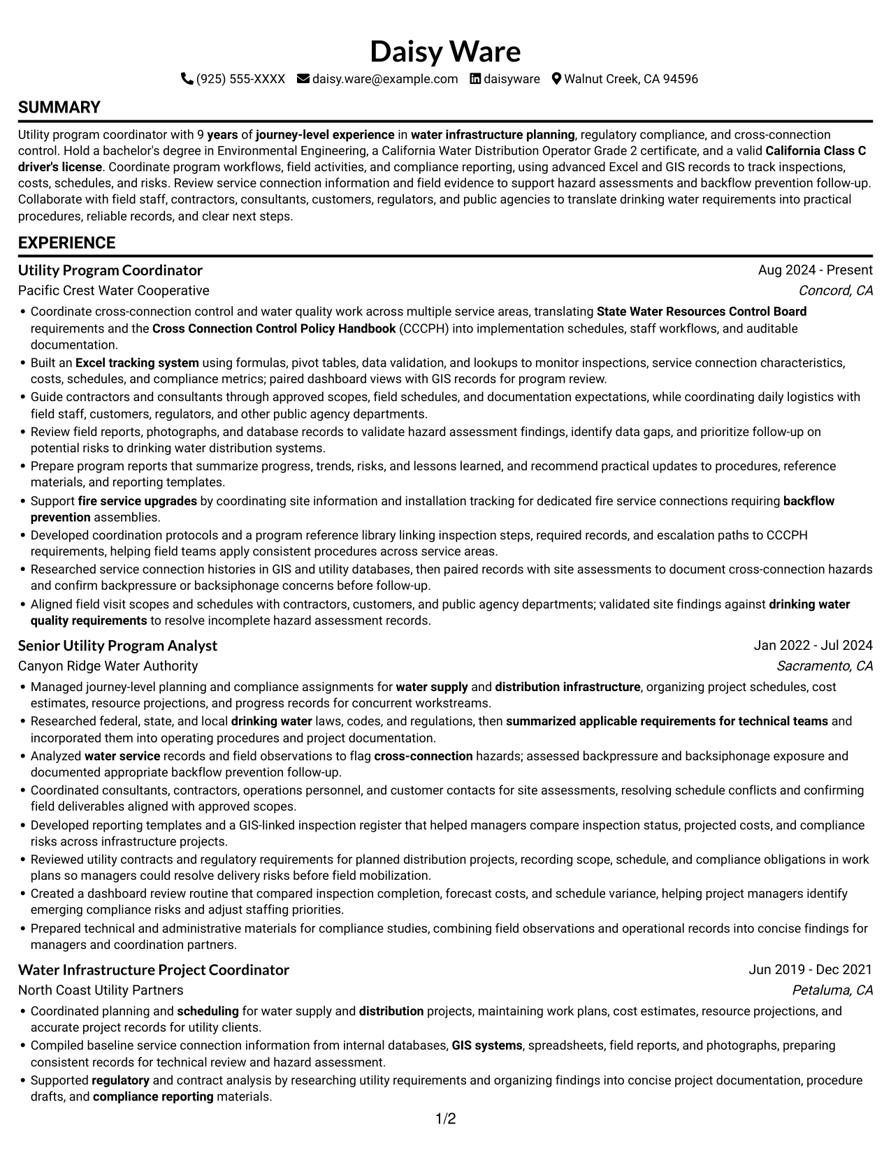 Resume example — page 1