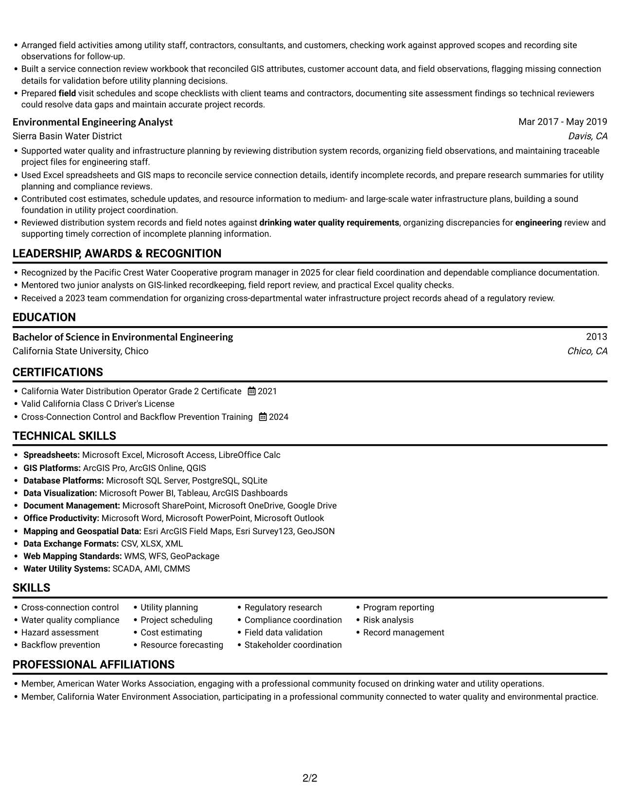 Resume example — page 2