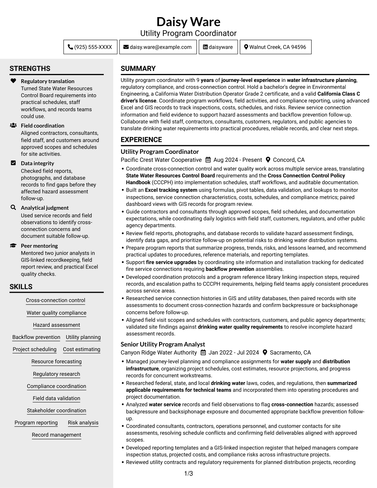 Resume example — page 1