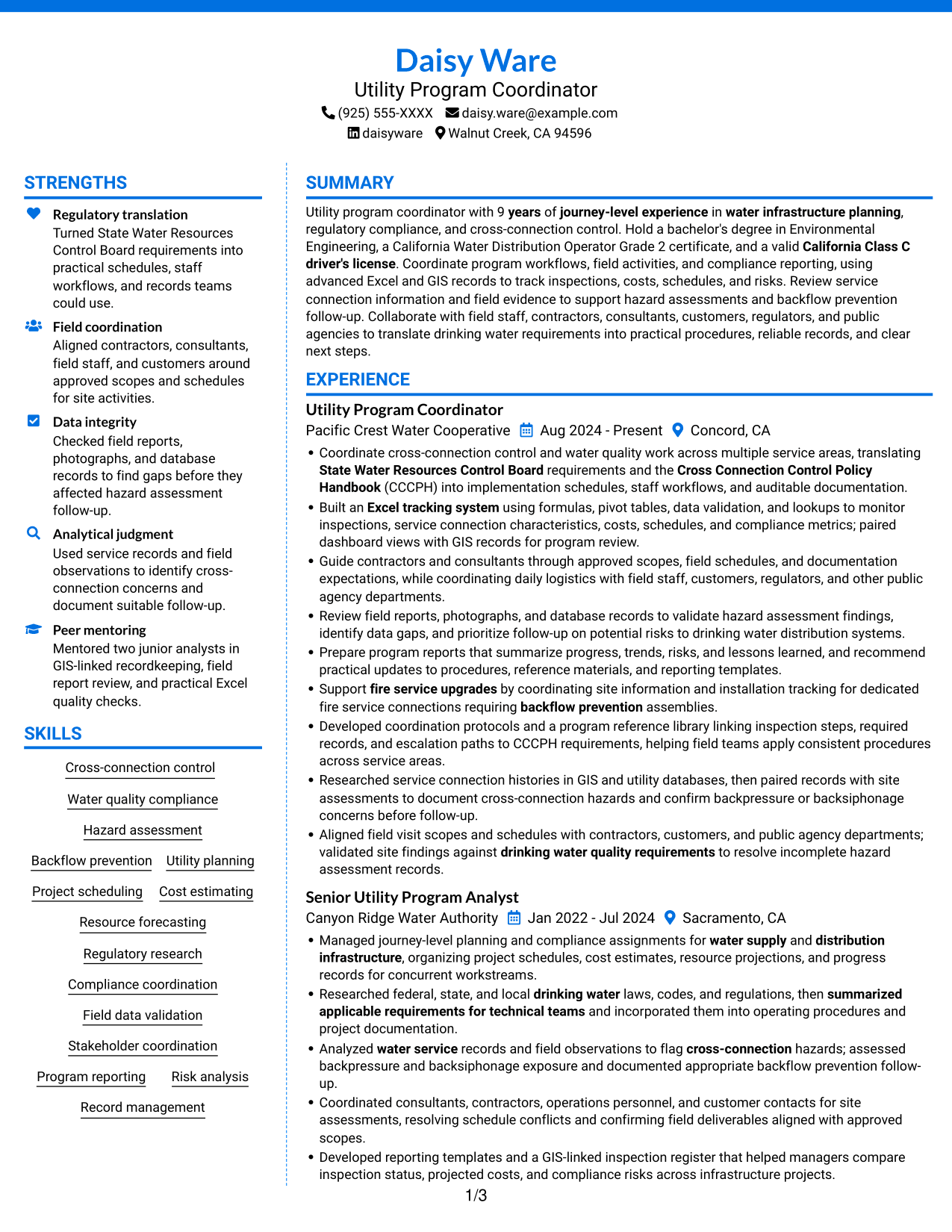 Resume example — page 1