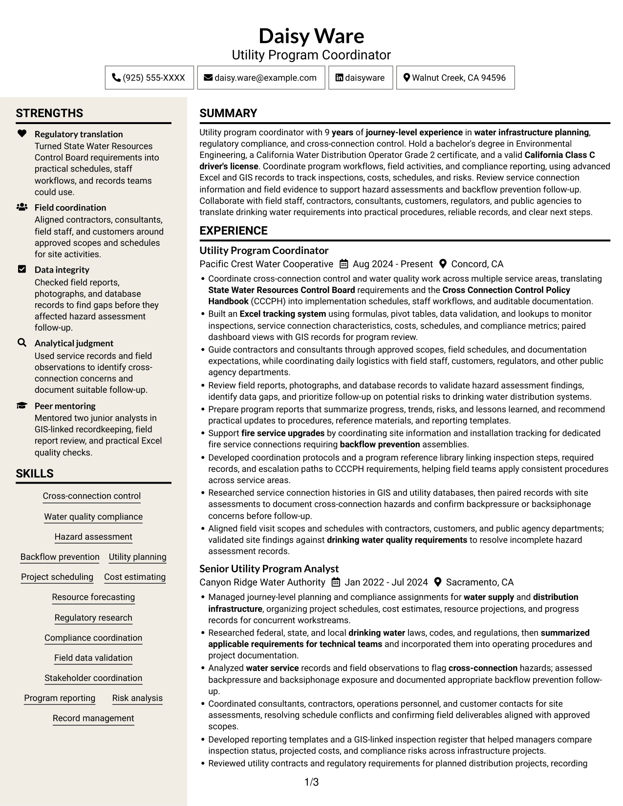 Resume example — page 1