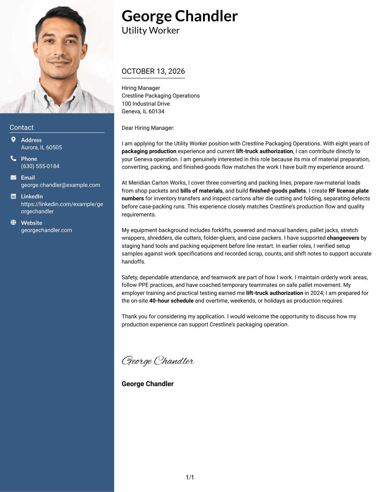 Cover Letter Example Page 1