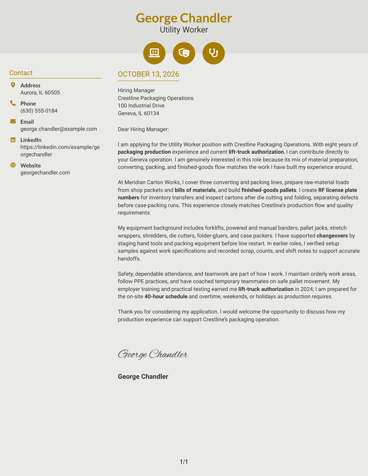 Cover Letter Example Page 1