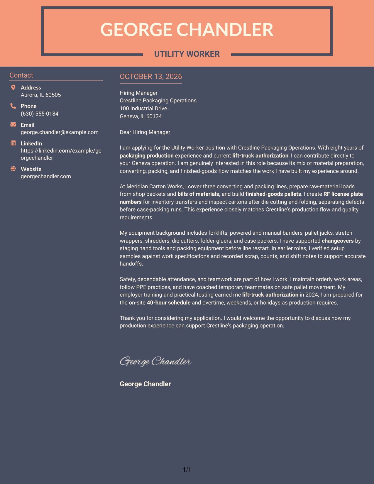 Cover Letter Example Page 1