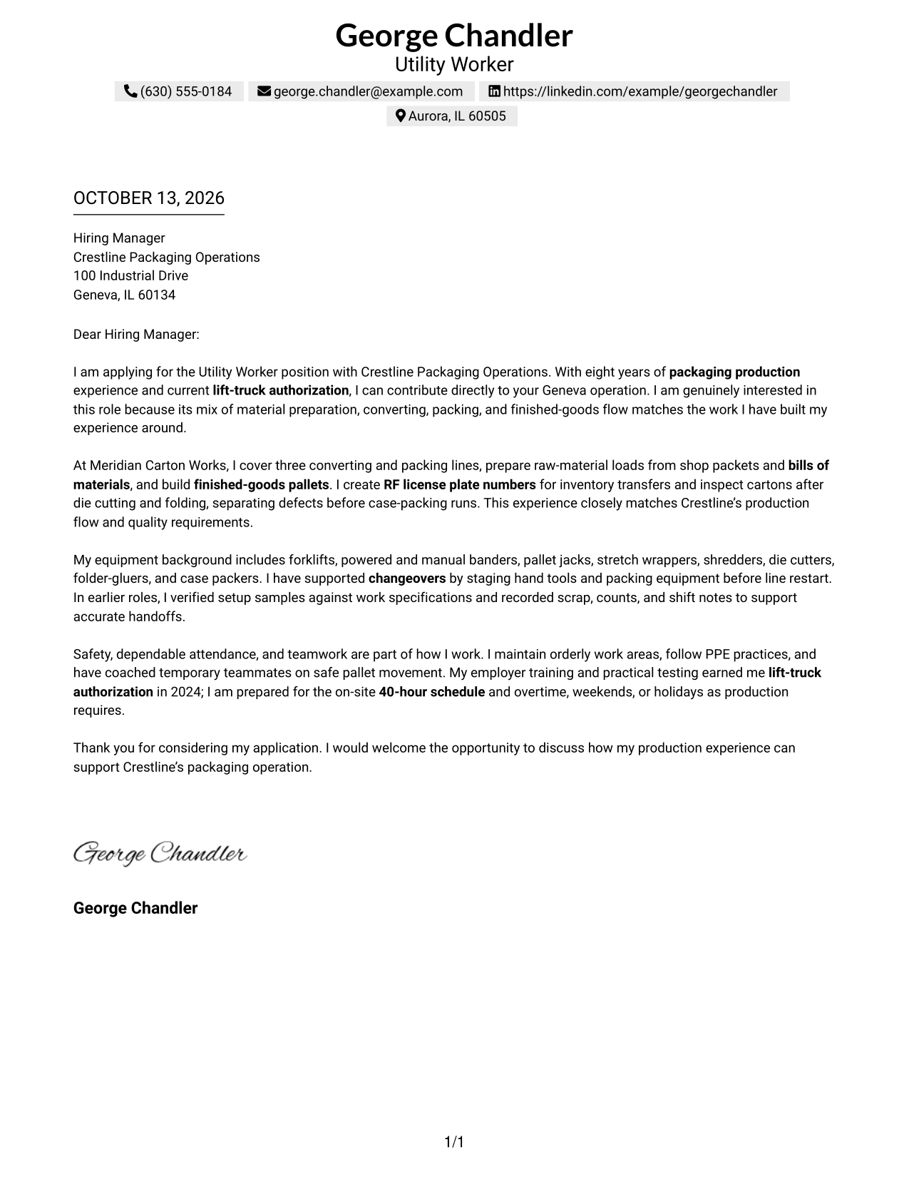 Text/Fang Style Cover Letter Preview