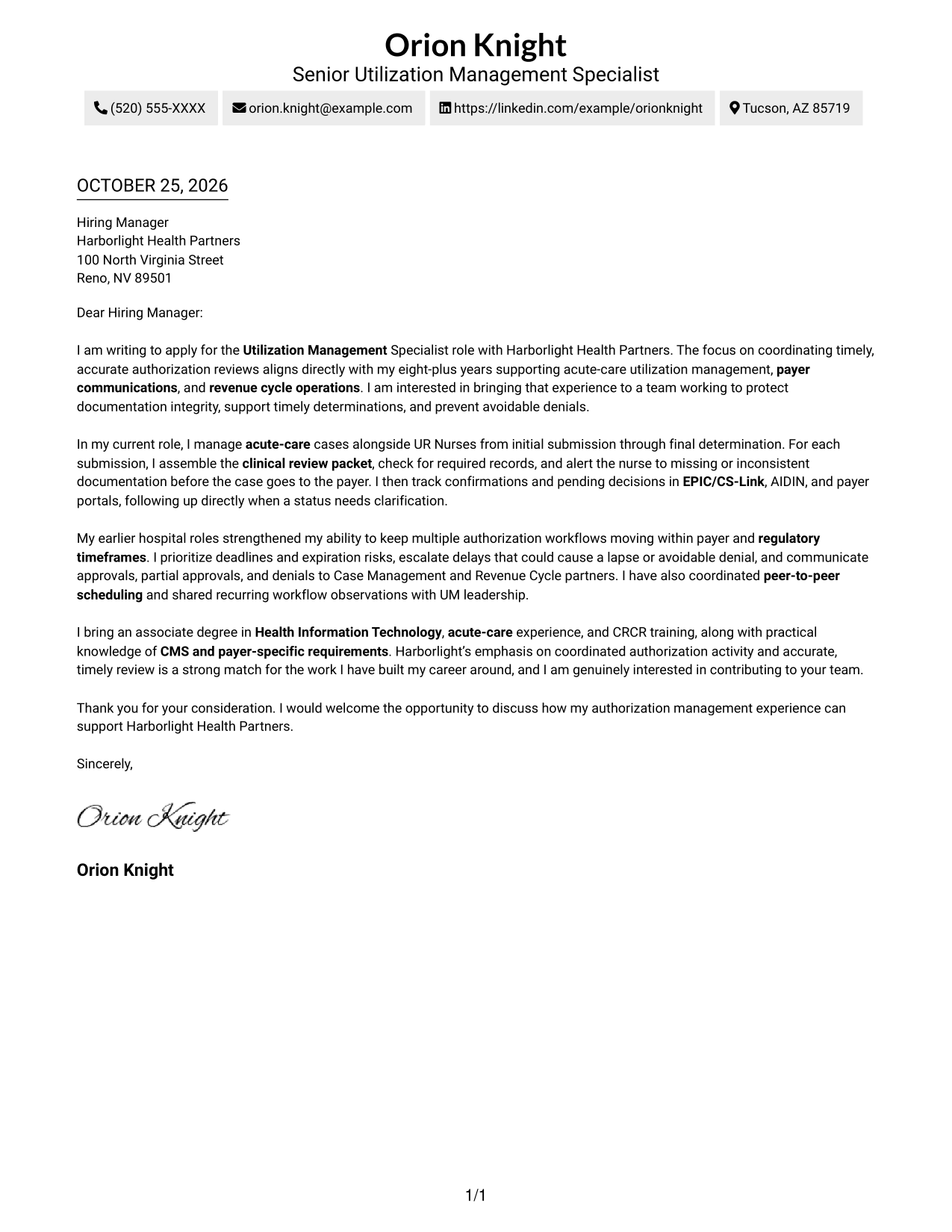 Cover letter example — page 1
