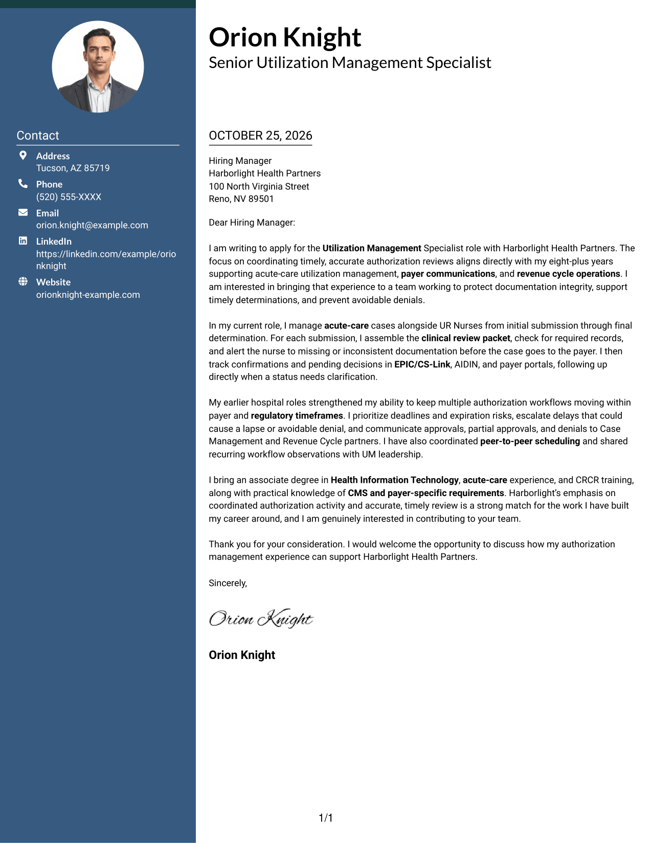 Cover letter example — page 1