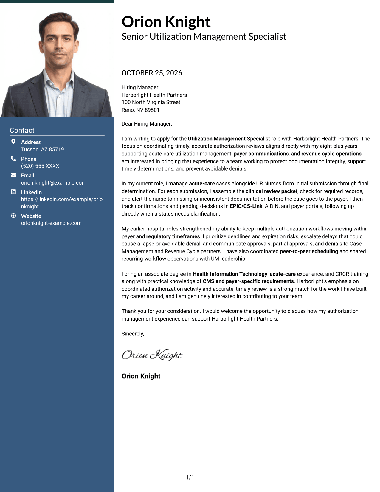 Cover letter example — page 1