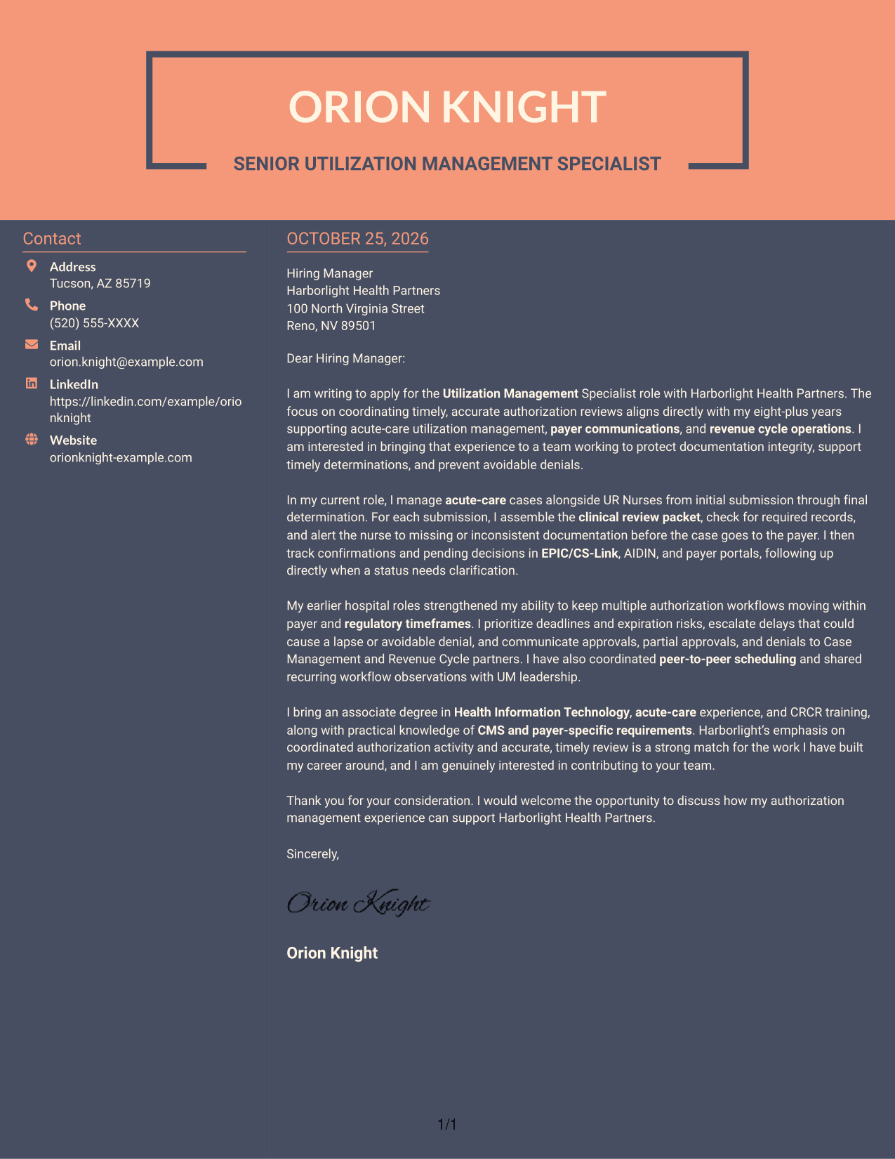 Cover letter example — page 1