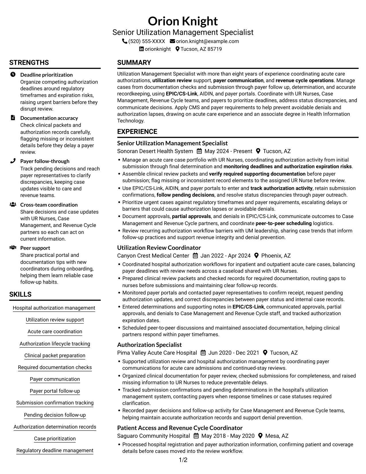 Resume example — page 1