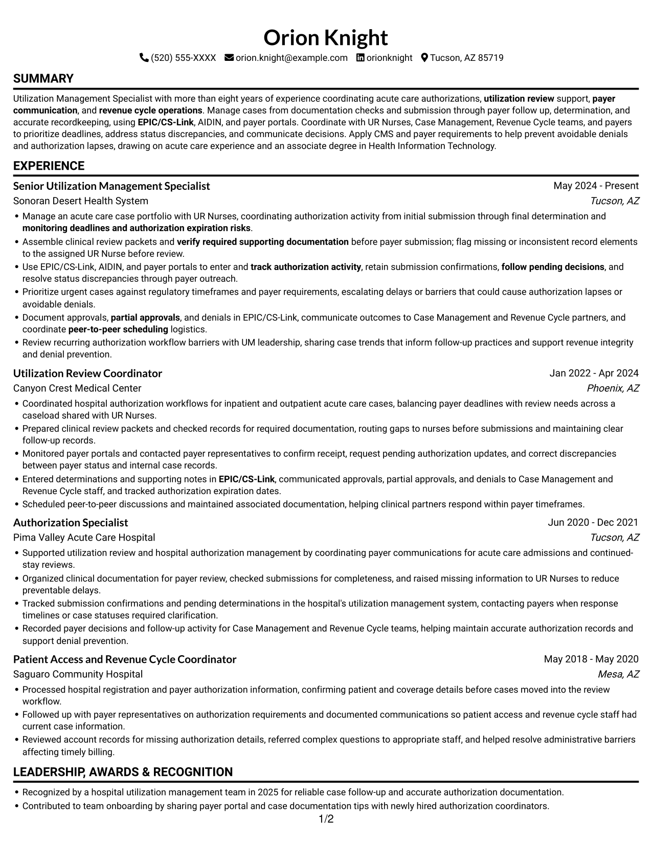 Resume example — page 1