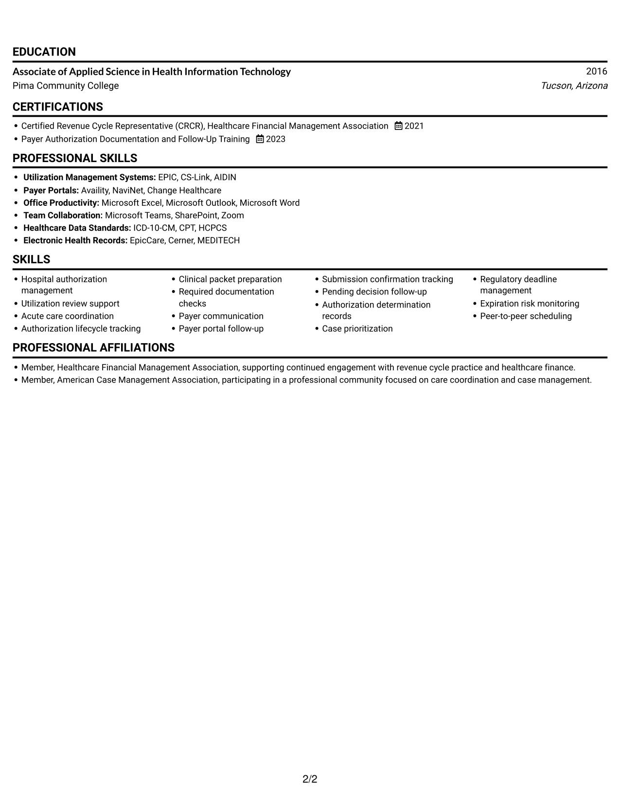 Resume example — page 2