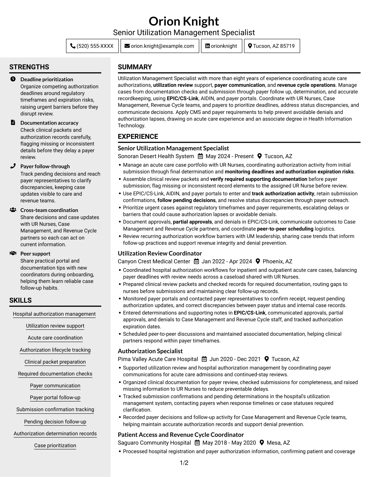 Resume example — page 1