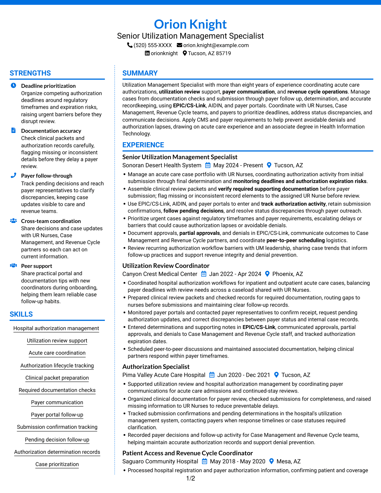Resume example — page 1