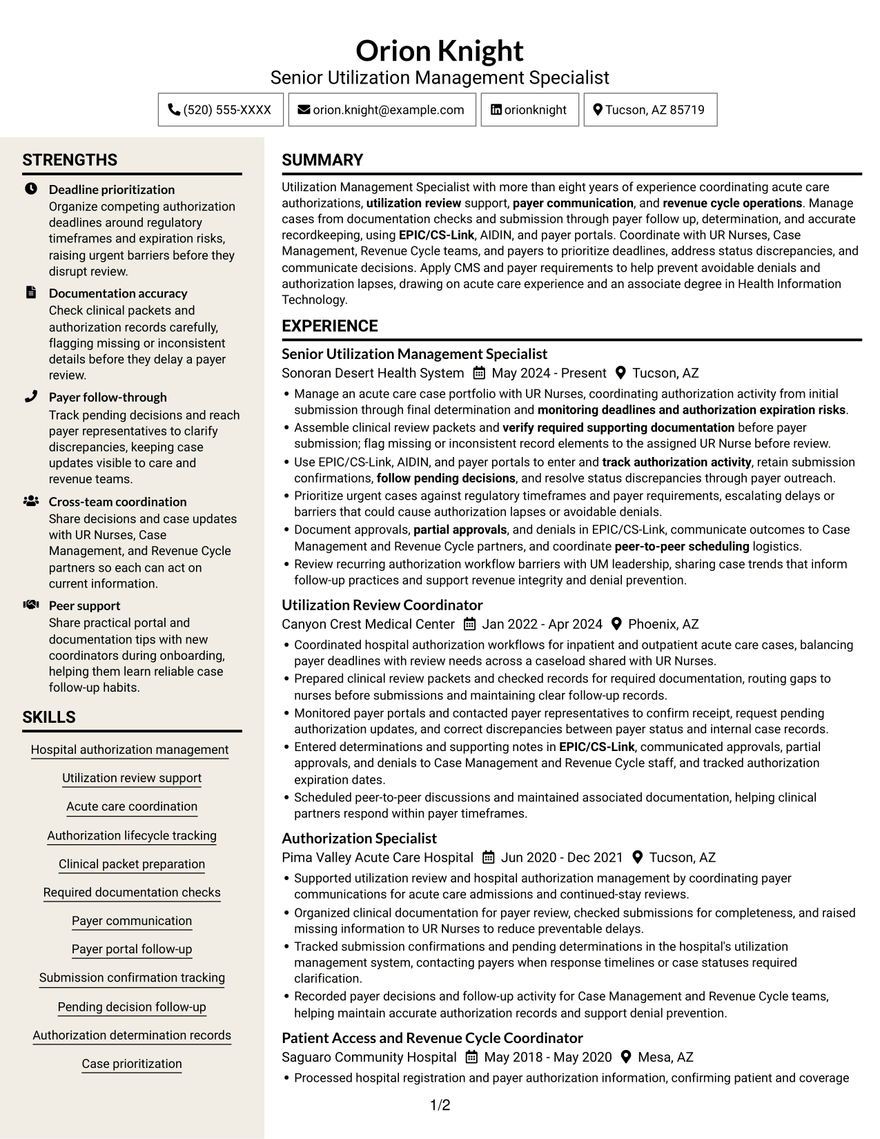 Resume example — page 1