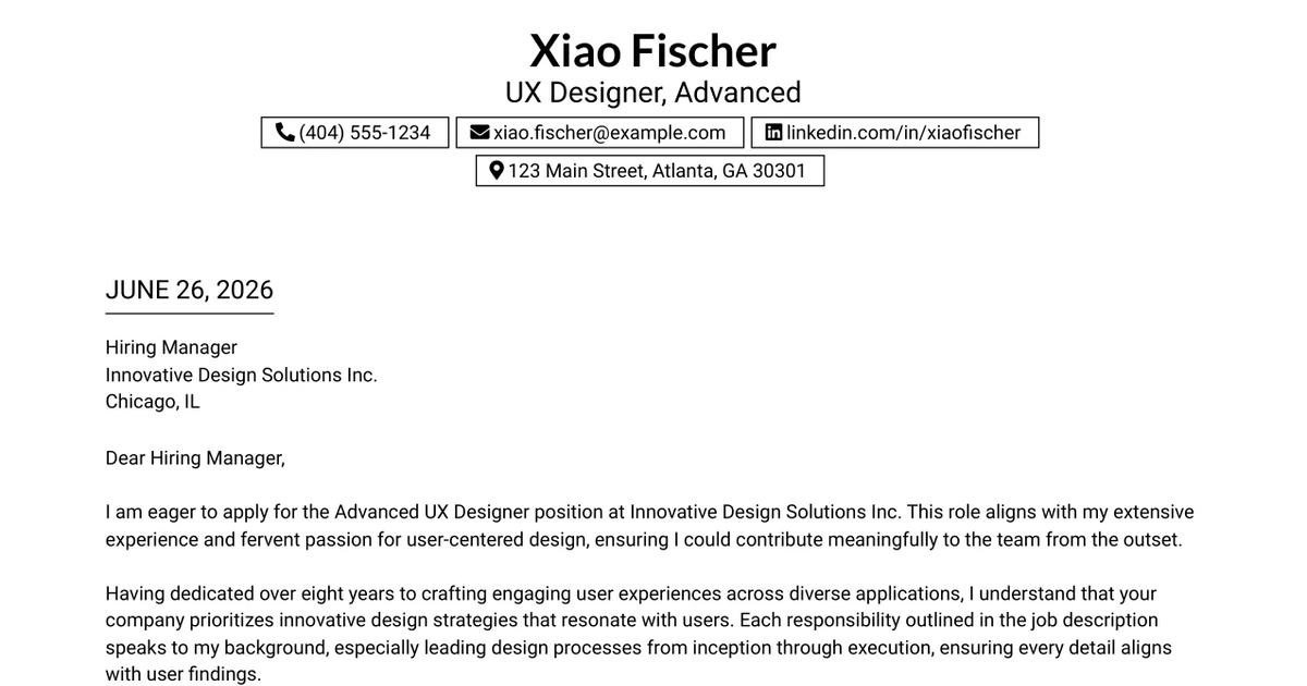 30+ UX Designer, Advanced Cover Letter Templates with Example 2026
