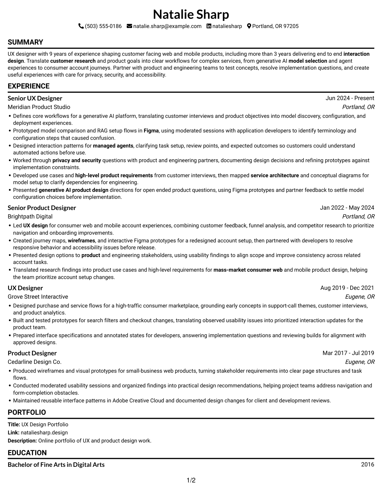 Resume example — page 1