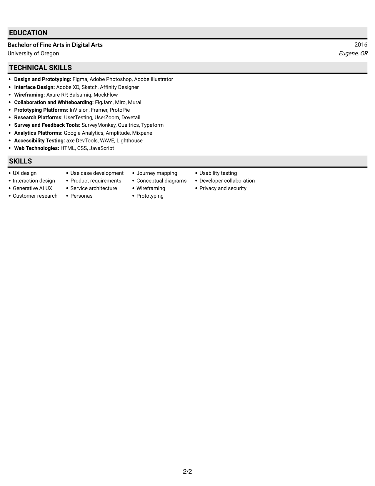 Resume example — page 2