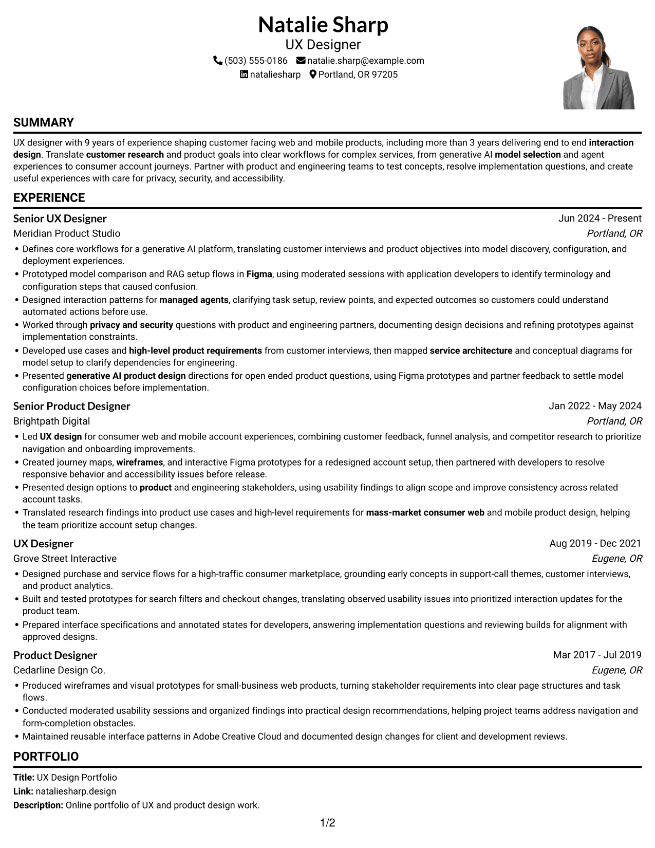 Resume example — page 1