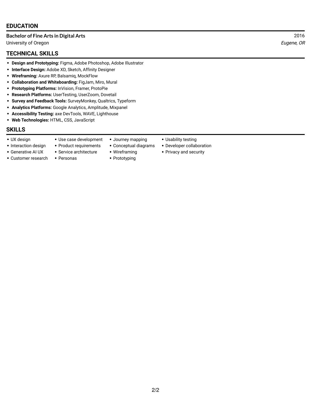 Resume example — page 2
