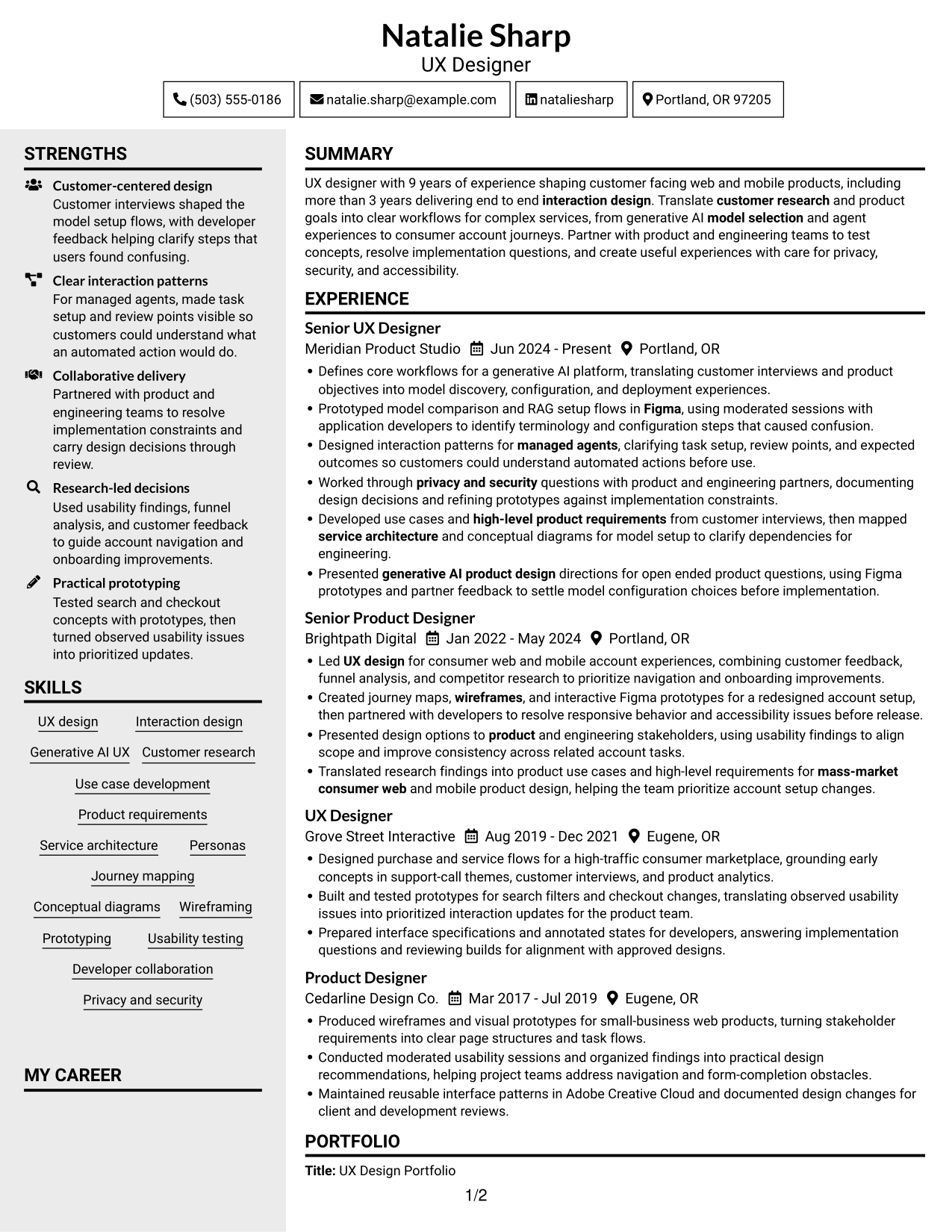 Resume example — page 1