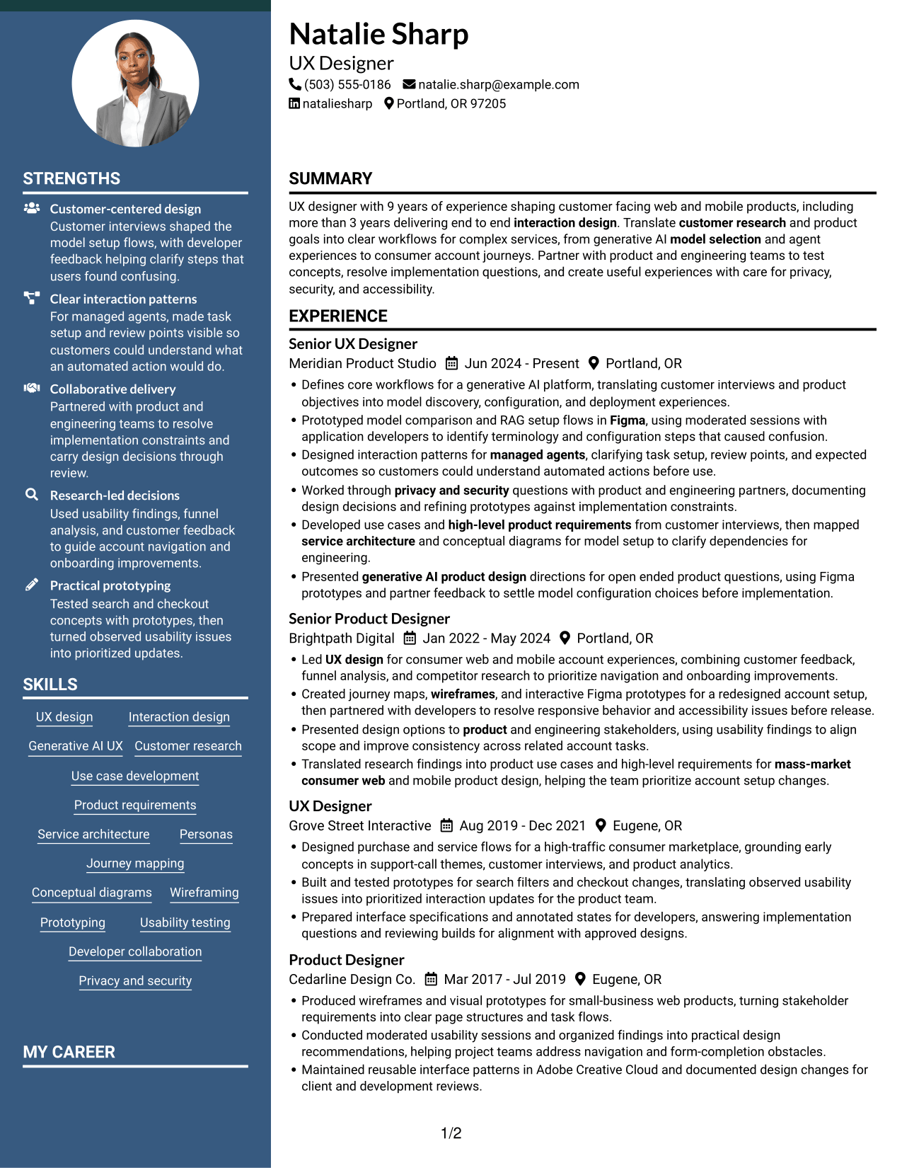 Resume example — page 1
