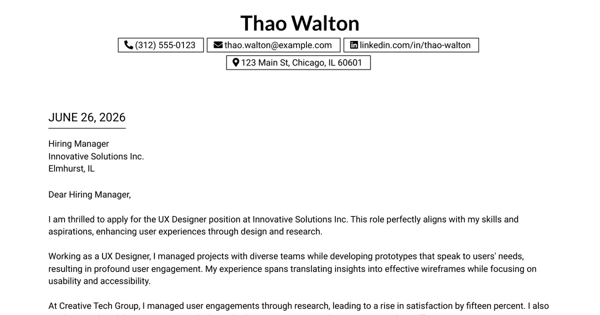 30+ UX Designer Cover Letter Templates with Example 2026
