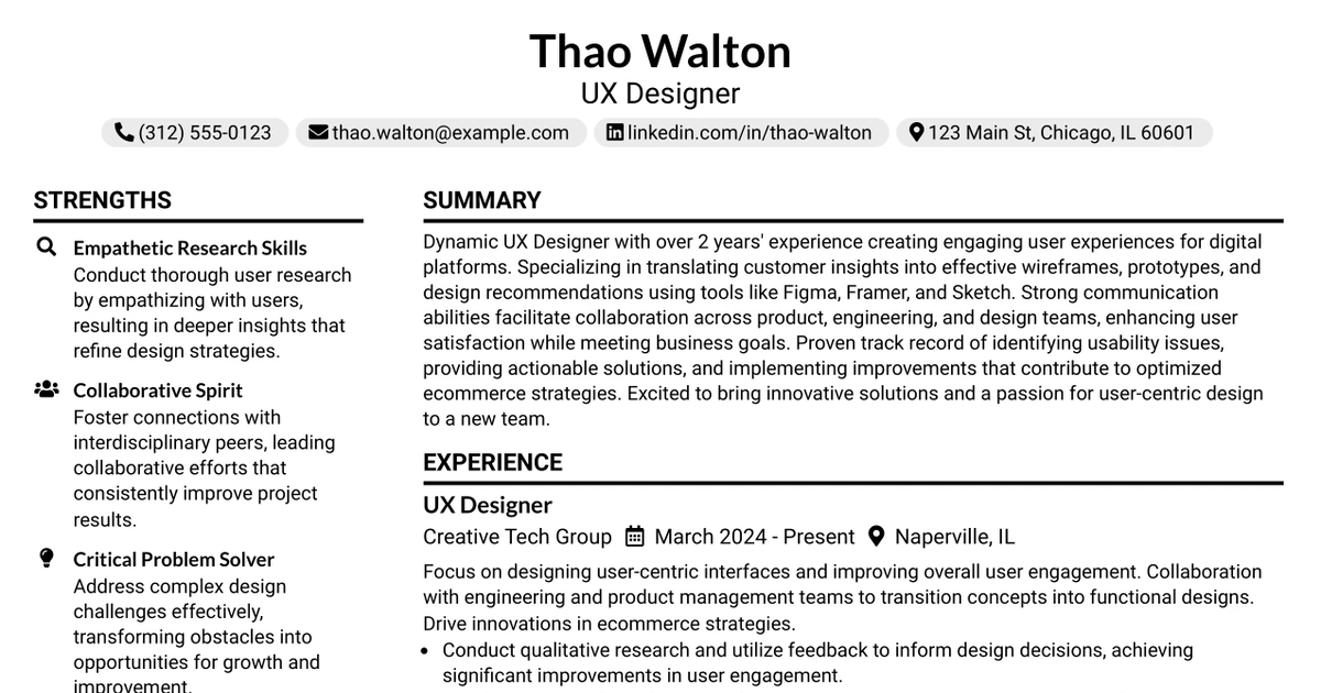 33 UX Designer Resume Templates with Example 2026 (ATS-Optimized)
