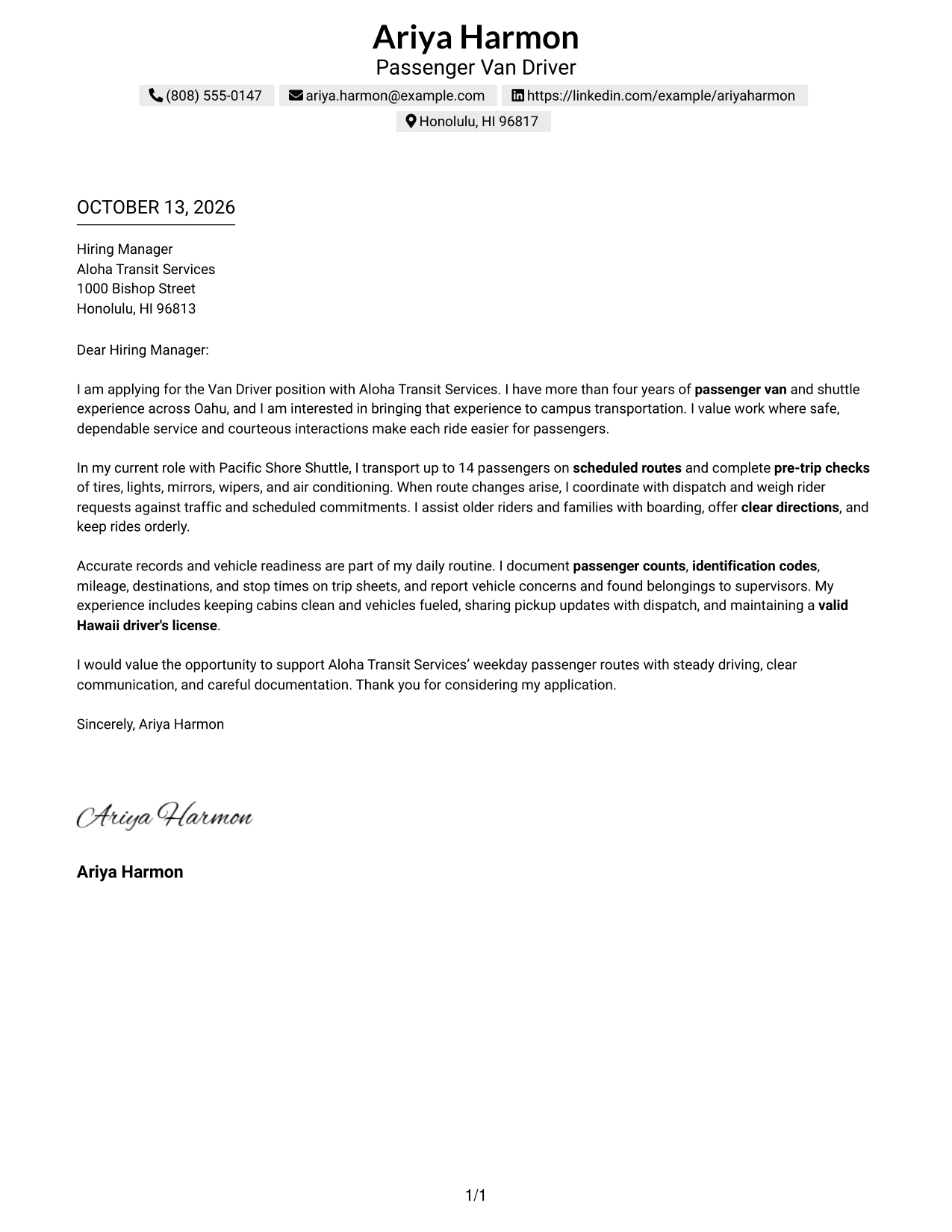Text/Fang Style Cover Letter Preview