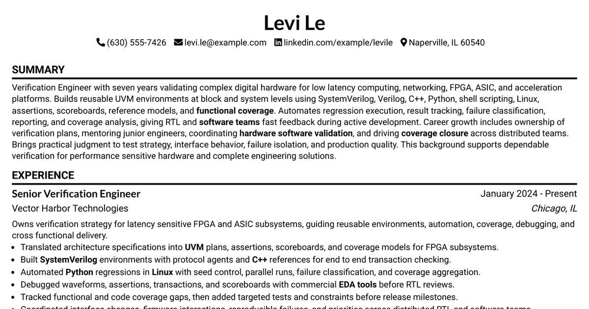 7 Verification Engineer Resume Templates with Example