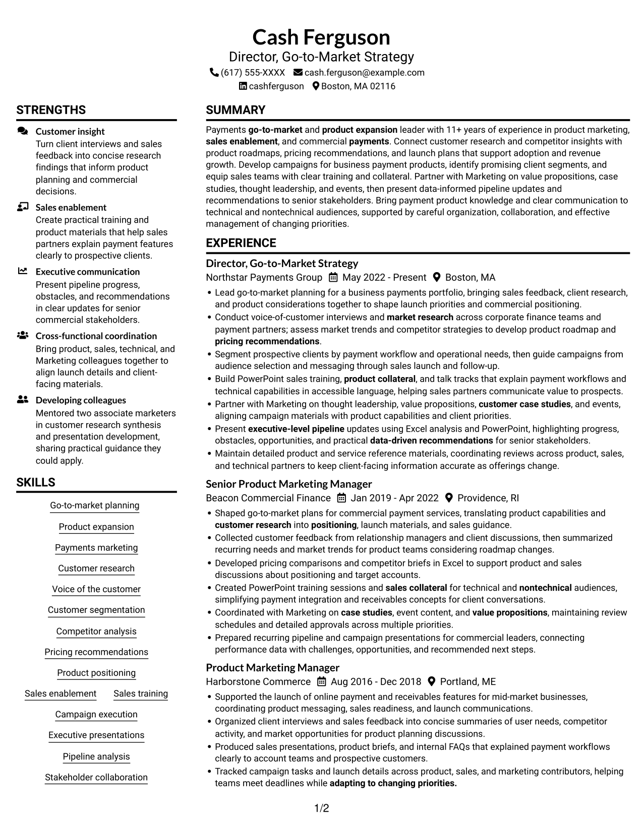 Resume example — page 1