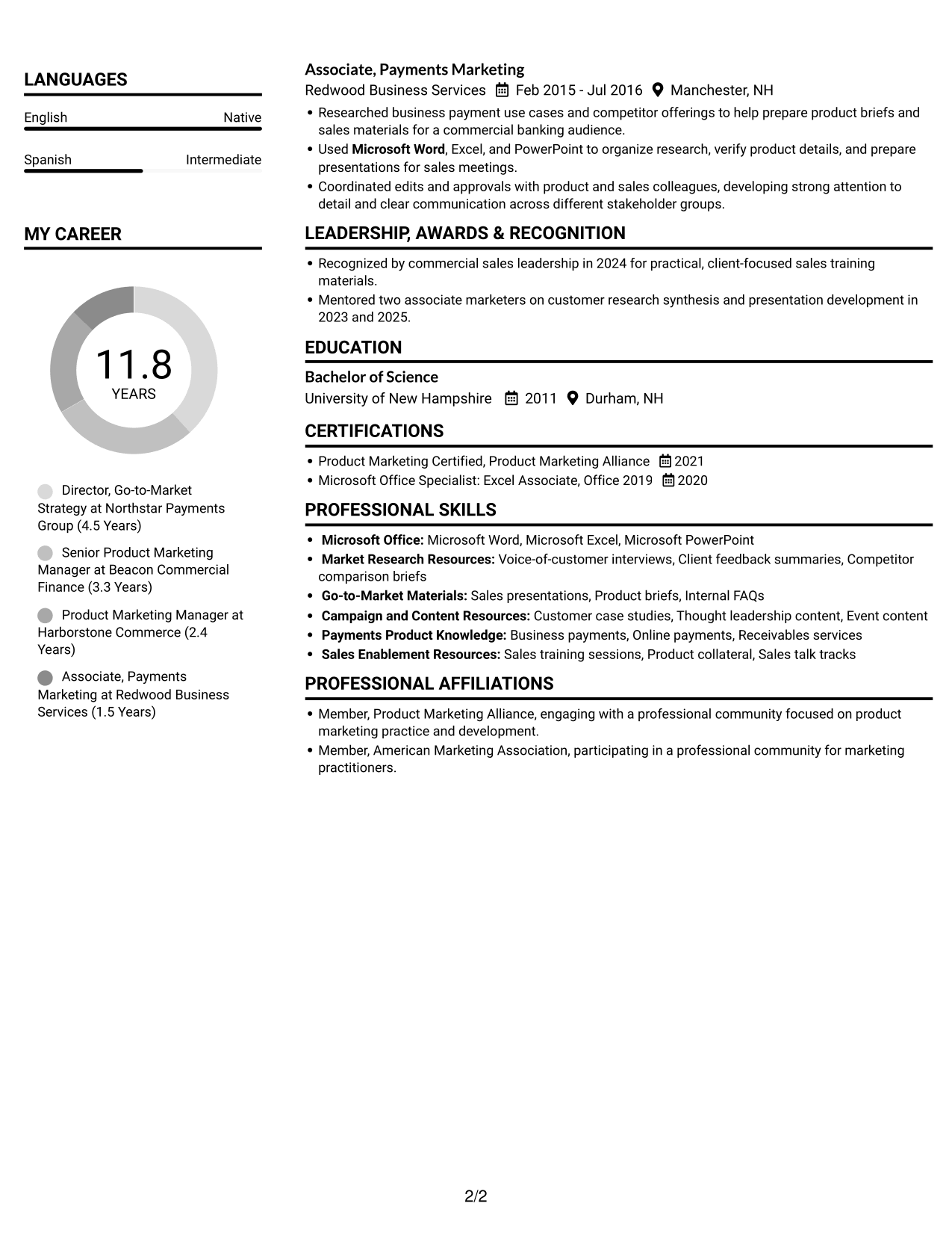 Resume example — page 2
