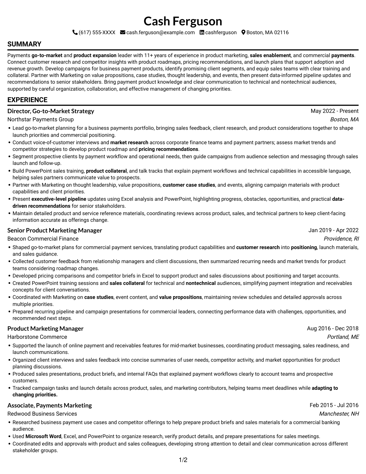 Resume example — page 1