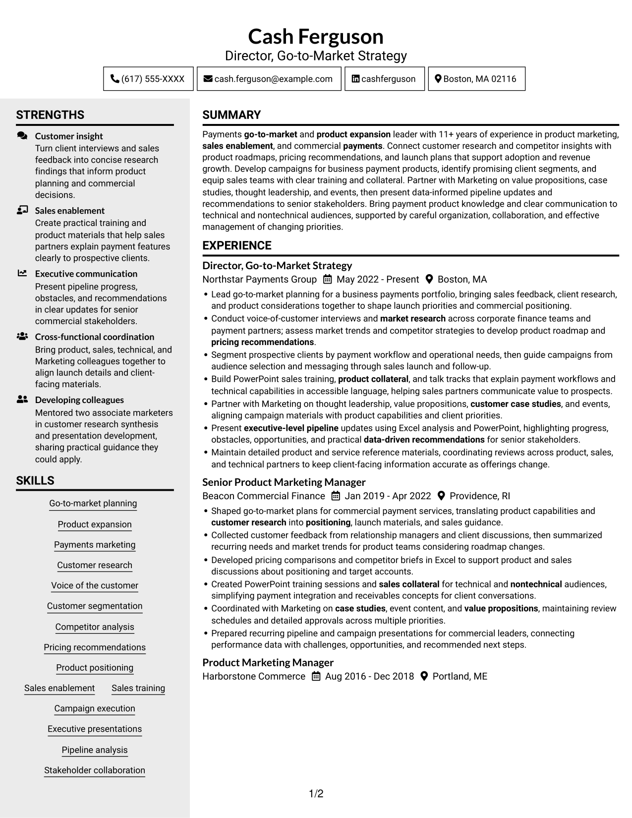Resume example — page 1